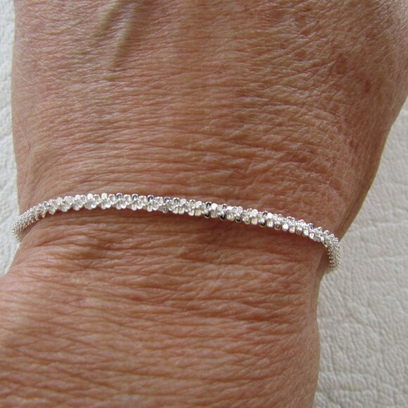 Italian 925 Sterling Silver Diamond Cut Rope Chain Bracelet - 2 mm - NEW - Picture 12 of 12